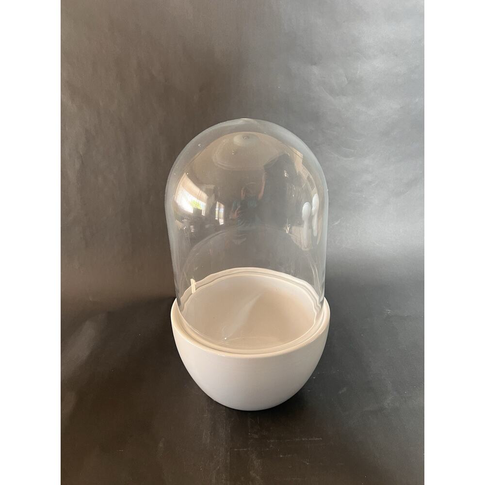 Vintage Chive Glass Pill Terrarium • 12×10 White Capsule Planter •Rare Large NOS